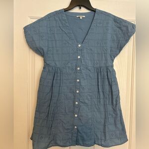 Madewell Slate Blue Eyelet Dress Medium